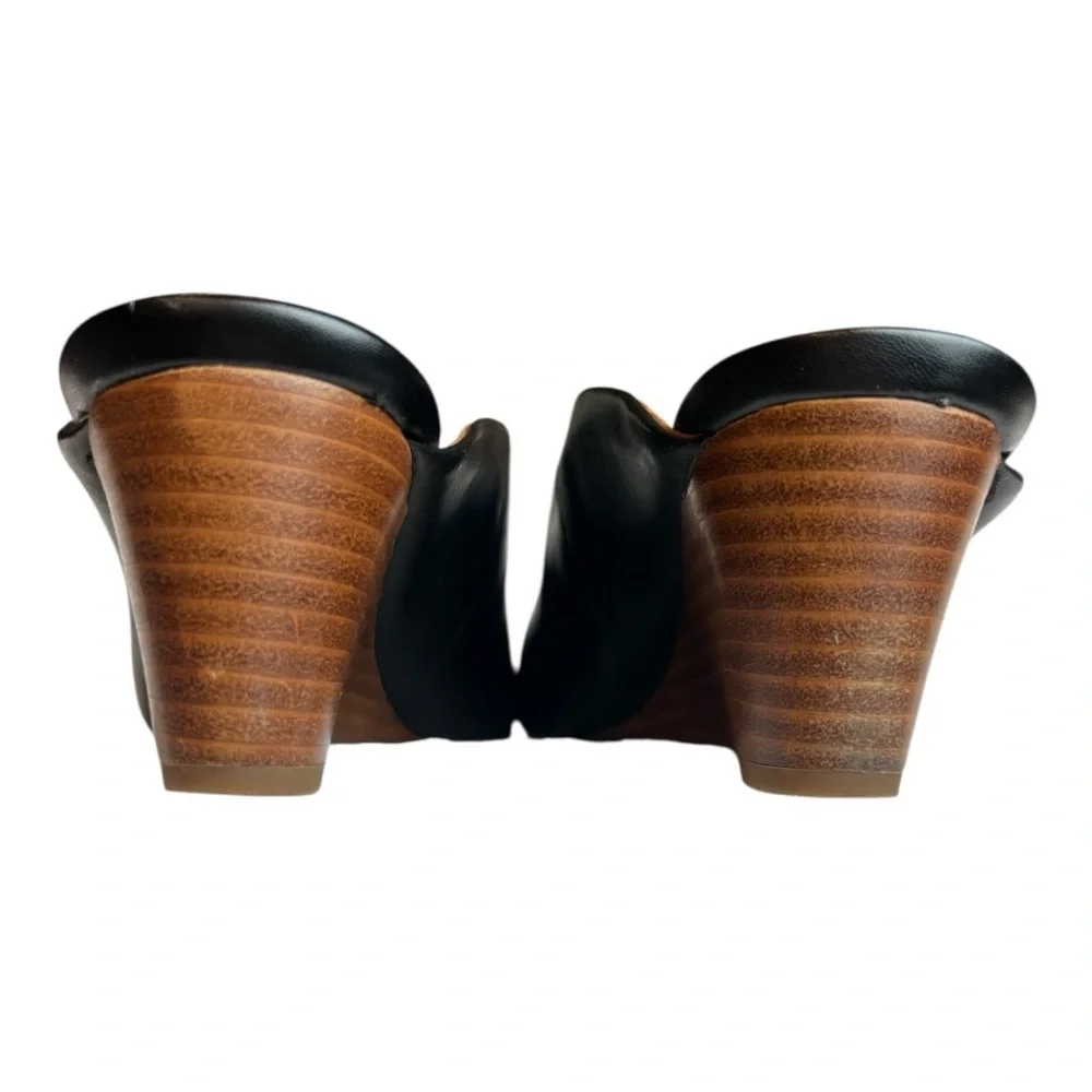Franco Sarto Doutzen 2 Sandals Wedge Slide Slip On Black Leather Womens Size 8